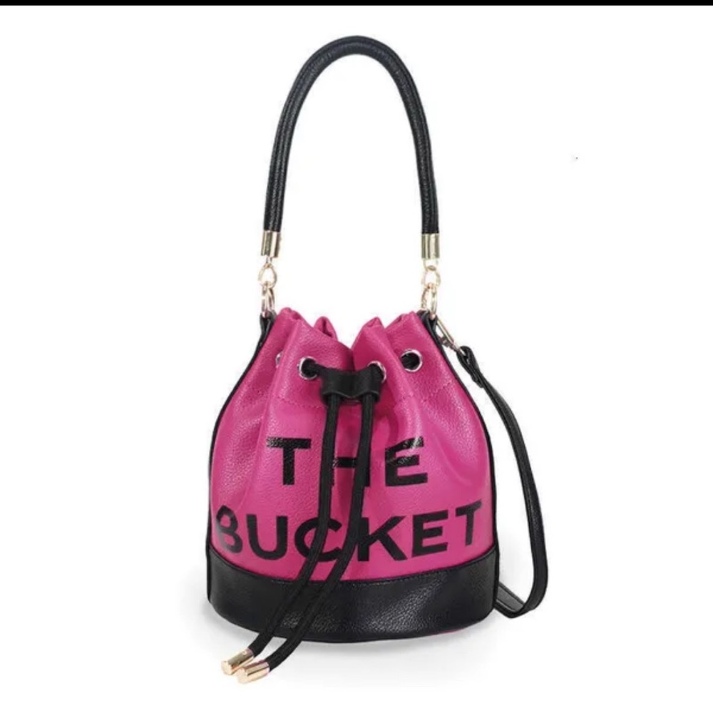 Stylish Pink and Black Bucket Bag